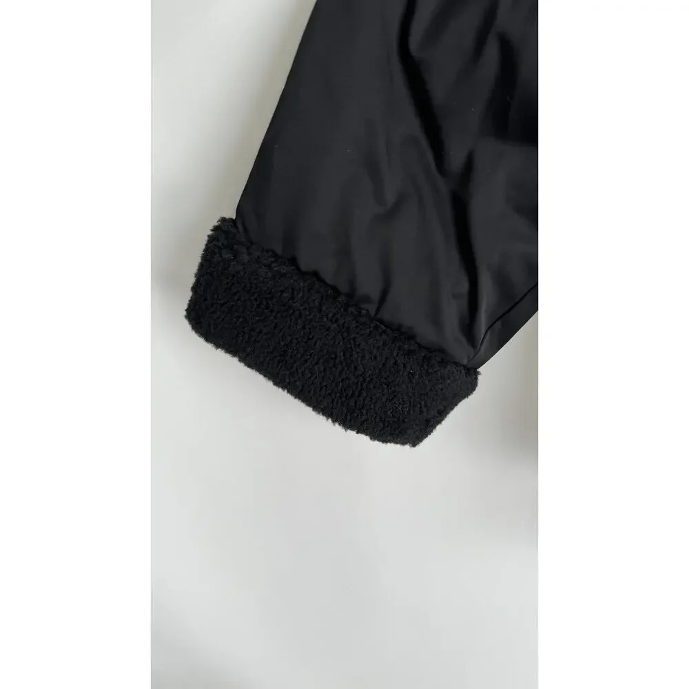 & Other Stories Stockholm Aviator Jacket Womens Large Black New Faux Shearling - Picture 8 of 16